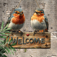 Rustic Robin Wooden Welcome Sign Wall Decor for Farmhouse Spring Decoration