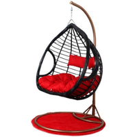 Outdoor Wicker Hanging Egg Chair with Stand, Double/Single Swing Basket for Patio Balcony Garden