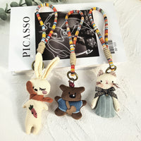 Korean Ins Handmade Fabric Cartoon Keychain Doll Bag Charm Cute Animal Ornament