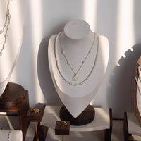 Walnut Wood Jewelry Display Stand for Necklaces, Rings, Bracelets, and Earrings
