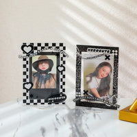 Korean Style Plaid 3-Inch Desktop Photo Frame, Simple Acrylic Transparent Display Stand for Idol Photocards