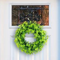 Four-Leaf Clover Wreath for Outdoor Decor & Photography Props, 30cm Green Artificial Plant