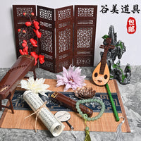 Miniature Chinese Style Screen Ornament for Photography Props and Desktop Decor