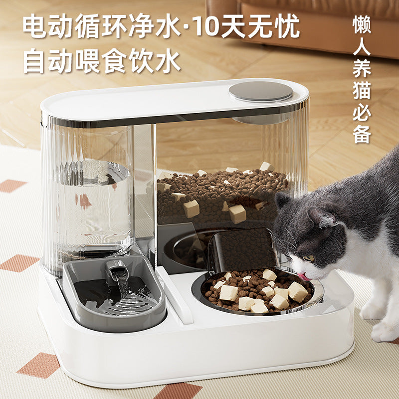 Automatic Pet Feeder and Water Dispenser with Stainless Steel Bowls for Cats and Small Dogs