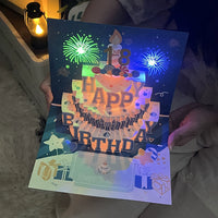3D Pop-Up Birthday Cake Card with Music & Lights for Girlfriend, Couples, DIY Gift