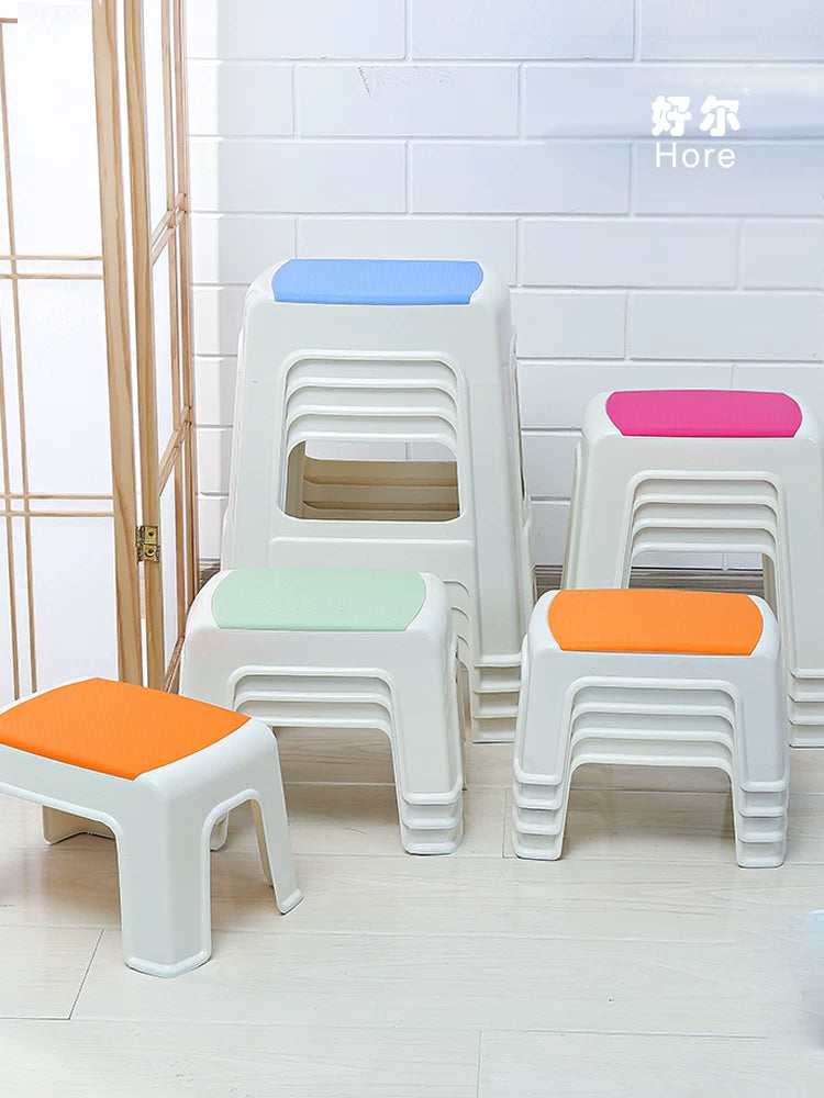 Stackable Plastic Stool for Home, Bathroom, Dining, and Living Room - 40cm Height