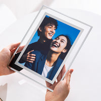 Transparent Glass Photo Frame with Stand for Desktop Display, Modern Creative Picture Frame for Kids' Growth Photos