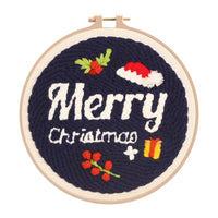 Christmas Punch Needle Embroidery Kit for Beginners with Tools and Yarn