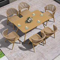 Outdoor Rattan Wicker Patio Dining Set with Square/Round Table and 4 Chairs