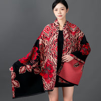 Women's Double-Sided Faux Cashmere Scarf Shawl for Autumn/Winter - Thick, Warm & Oversized