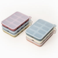 Platinum Silicone Ice Cube Tray with Lid, Baby Food Storage Container, 8/12 Grids
