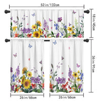 Digital Print Kitchen Window Valance Curtain Set for Dining Room Living Room, Rod Pocket Light Filtering Short Curtains