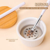 Ceramic Nail Art Brush Washing Cup with Lid and Wide Mouth, Multi-functional for Cleaning and Moisturizing Brushes