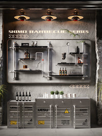Industrial Style Wall-Mounted Pipe Shelf with Wood Shelves