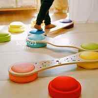 Kids Wooden Balance Beam Stepping Stones Set for Sensory Integration Training and Early Education