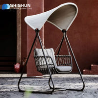 Nordic Outdoor Rope Woven Rocking Chair Villa Balcony Sunroom Garden Furniture Combination Swing Basket