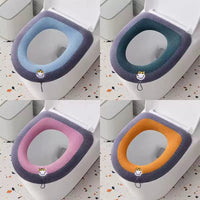 Knitted Toilet Seat Cover, Thickened Four-Season Toilet Pad with Handle, Household Toilet Seat Cushion Ring
