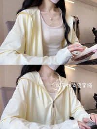 Women's Yellow Sun Protection Jacket Loose Thin Ice Silk Summer Casual Outerwear
