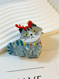 Christmas Reindeer Snowman Sleigh Dog Hair Claw Clip for Back of Head