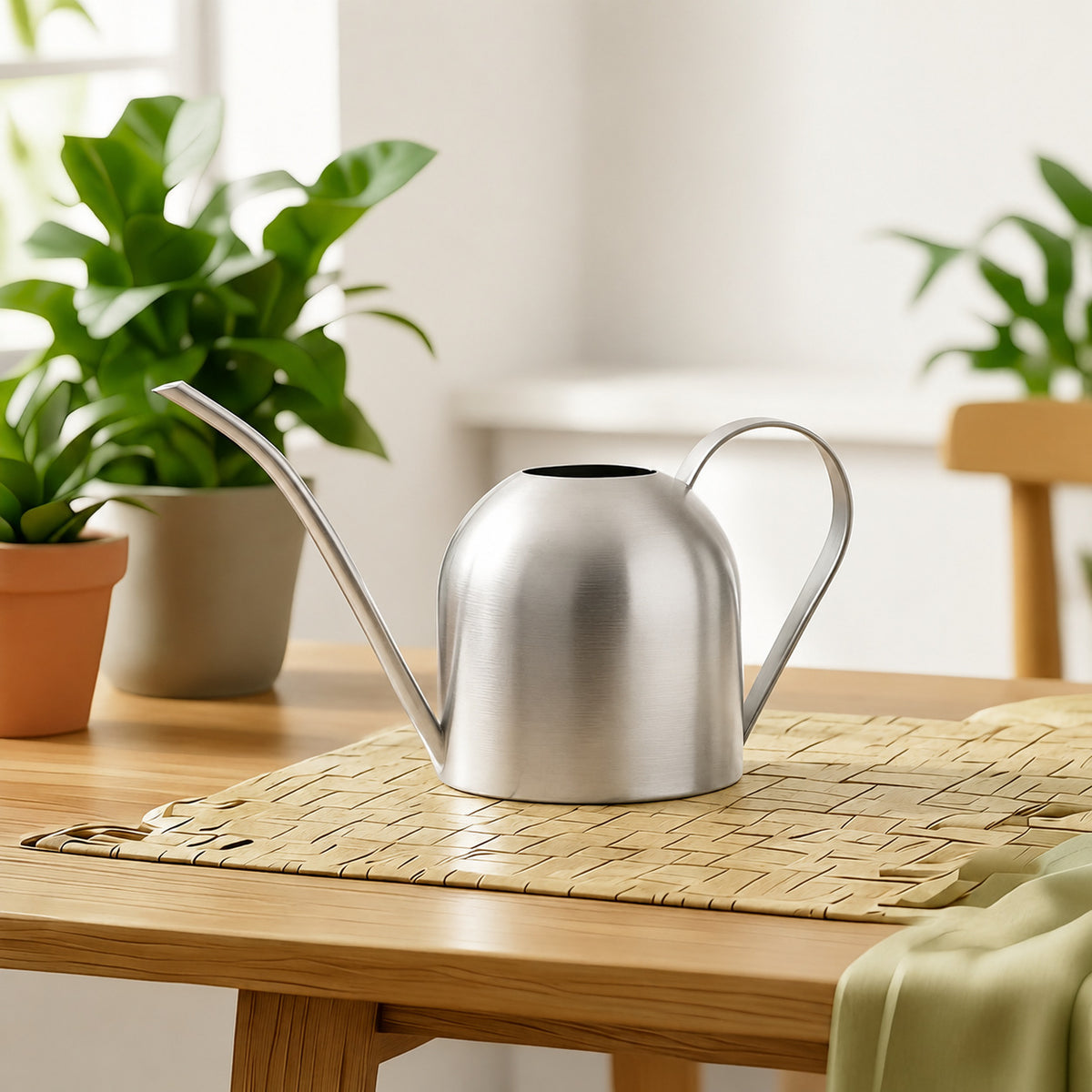 Stainless Steel Watering Can for Indoor Plants, Long Spout, 1.5L