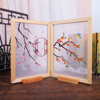 Beginner DIY Double-Sided Embroidery Kit with Wooden Frame for Ribbon Embroidery Art