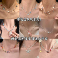 DIY Starfish Pearl Necklace Summer Beach Vacation Jewelry for Women