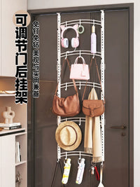 Over-the-Door Multi-Layer Hanger with Storage Baskets and Hooks for Clothes, Hats, Bags