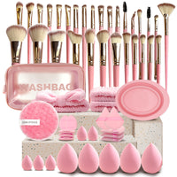 40-Piece Coffee Brown Makeup Brush Set for Face and Eyes