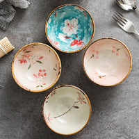Japanese Style Ceramic Spherical Bowl Set for Home Use