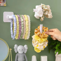 Hair Tie Headband Holder Wall Mounted Organizer Rack with Adhesive Hooks