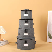 Dish Storage Container Set with Zippered Lid for Kitchen Dinnerware and Glassware