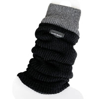 Women's Knitted Leg Warmers with Letter Patch and Contrast Trim, Warm Winter Boot Cuffs