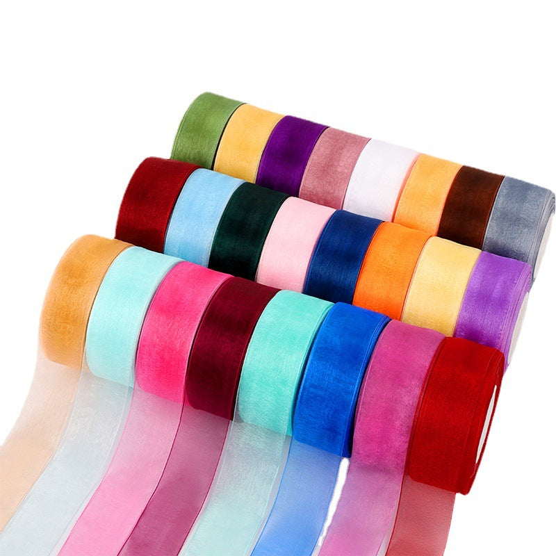 Floral Sheer Organza Ribbon for Bouquet Wrapping and DIY Crafts