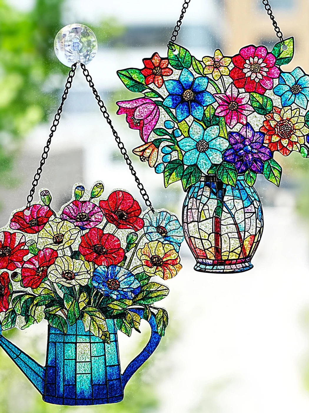 Decorative Stained Glass Wall Vase / Watering Can for Garden & Patio