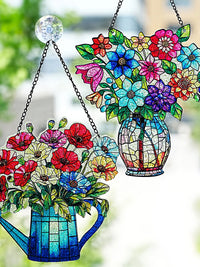 Decorative Stained Glass Wall Vase / Watering Can for Garden & Patio
