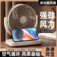 Portable USB Desk Fan with LED Light, Wall Mountable for Bedroom, Dorm, Kitchen