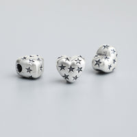 S999 Sterling Silver Heart Spacer Beads for DIY Bracelets and Necklaces