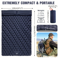Inflatable Camping Sleeping Pad with Built-in Foot Pump, Lightweight TPU Nylon Air Mattress for Backpacking Tent