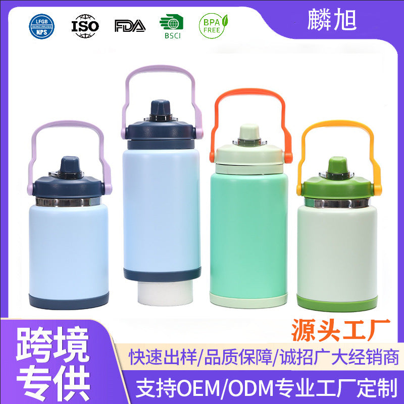 304 Stainless Steel Insulated Water Bottle with Handle, Large Capacity Travel Thermos for Outdoor Sports
