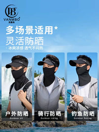 Vanmbo Men's UV Protection Cycling Face Mask with Sun Hat and Sleeves