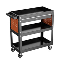 3-Tier Heavy-Duty Tool Cart with Drawers and Side Panels, Rolling Utility Storage Trolley for Garage and Workshop