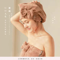 Cute Pineapple Grid Bowknot Hair Drying Cap for Women, Thickened Super Absorbent Quick Dry Turban