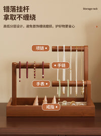 Solid Wood Jewelry Display Stand for Necklaces, Bracelets, Watches, and Beads