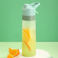Large Capacity Gradient Frosted Spray Water Bottle with Straw for Outdoor Hydration