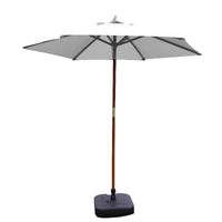 Wooden Pole Patio Umbrella Outdoor Sunshade with Pulley System