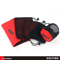 CLS 5-Piece Camping Travel Organizer Bag Set for Accessories, Toiletries, and Cosmetics