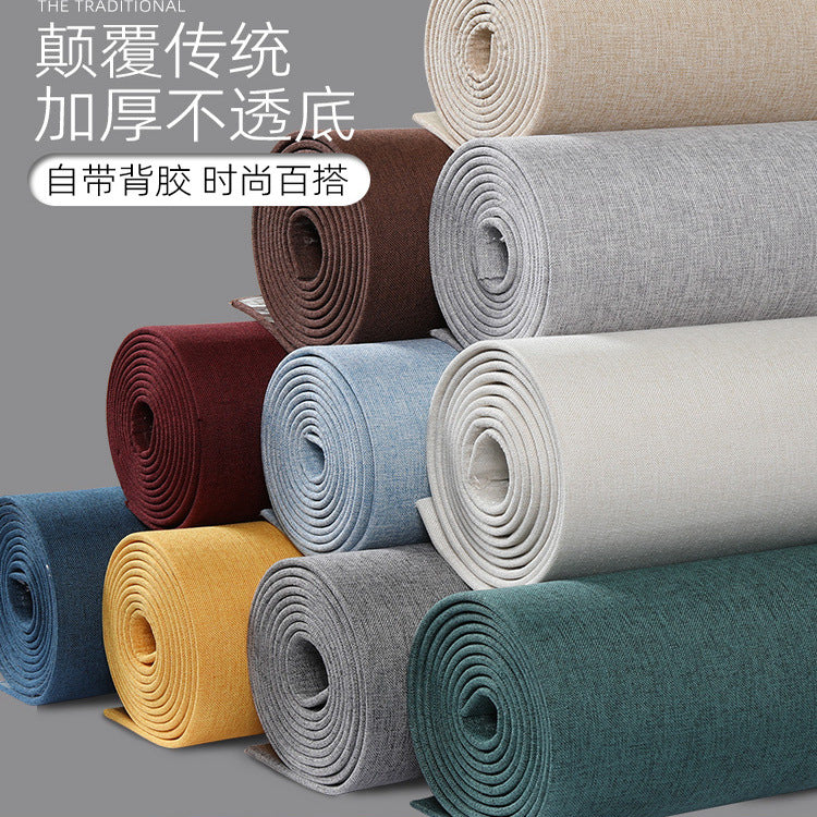 Thickened Linen Self-Adhesive Wallpaper for Bedroom Living Room TV Background Wall Decor