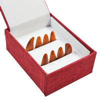 Guzheng Finger Picks Storage Box with Chinese Style Linen Fabric - Holds 8 Picks