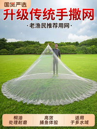 Traditional Tire Line Cast Fishing Net with Steel Sinkers, 4m Height