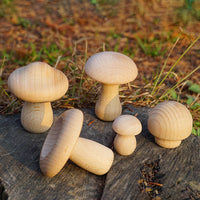 Beechwood Mushroom Stacking Toy Set for Toddlers, Unpainted Educational Building Blocks